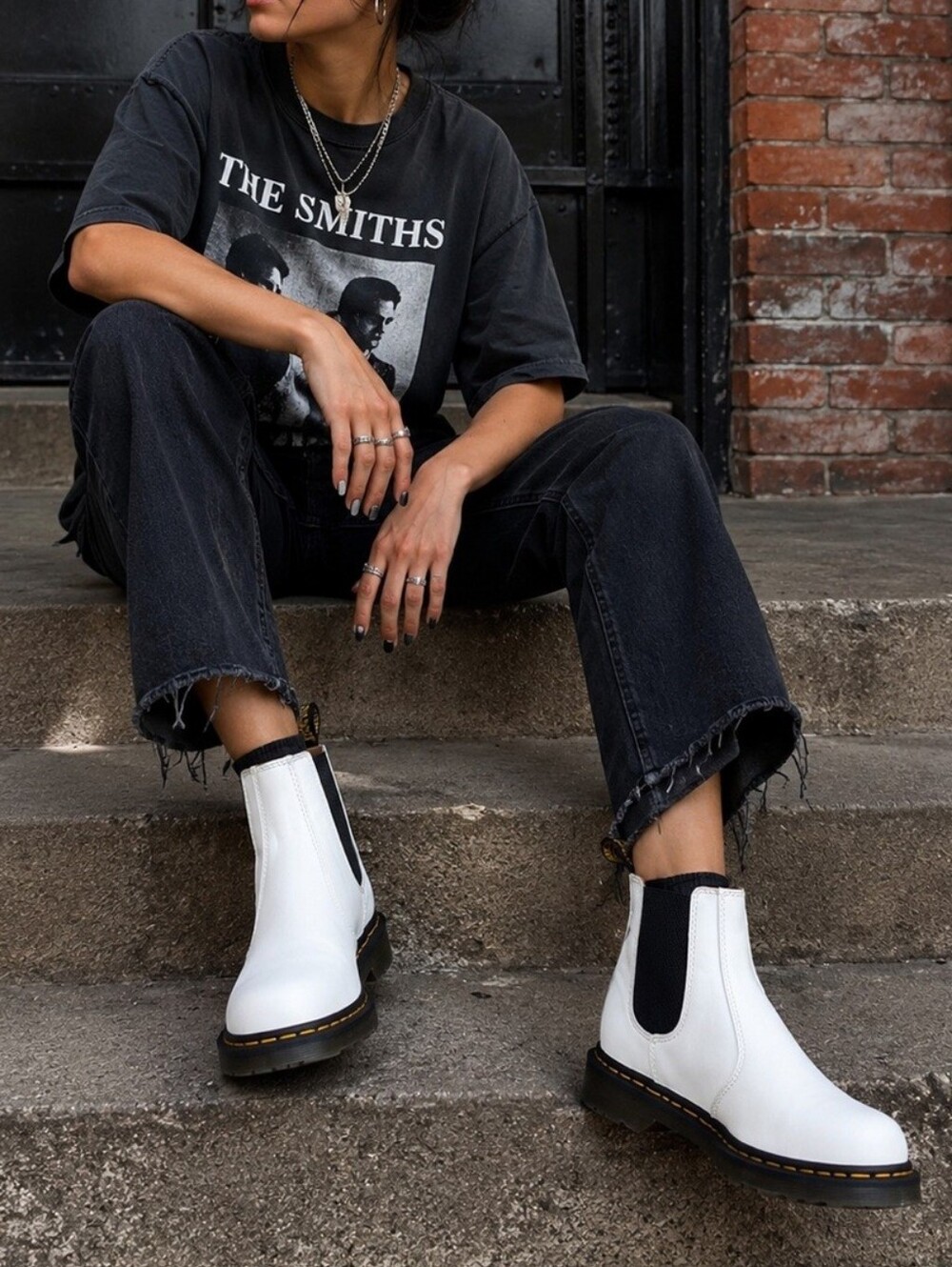 Dr. Martens Chelsea Boots White Yellow Switch 2976 Ladies 9
